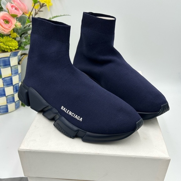 Balenciaga Men's speed trainers, navy blue size 9 - Picture 1 of 10